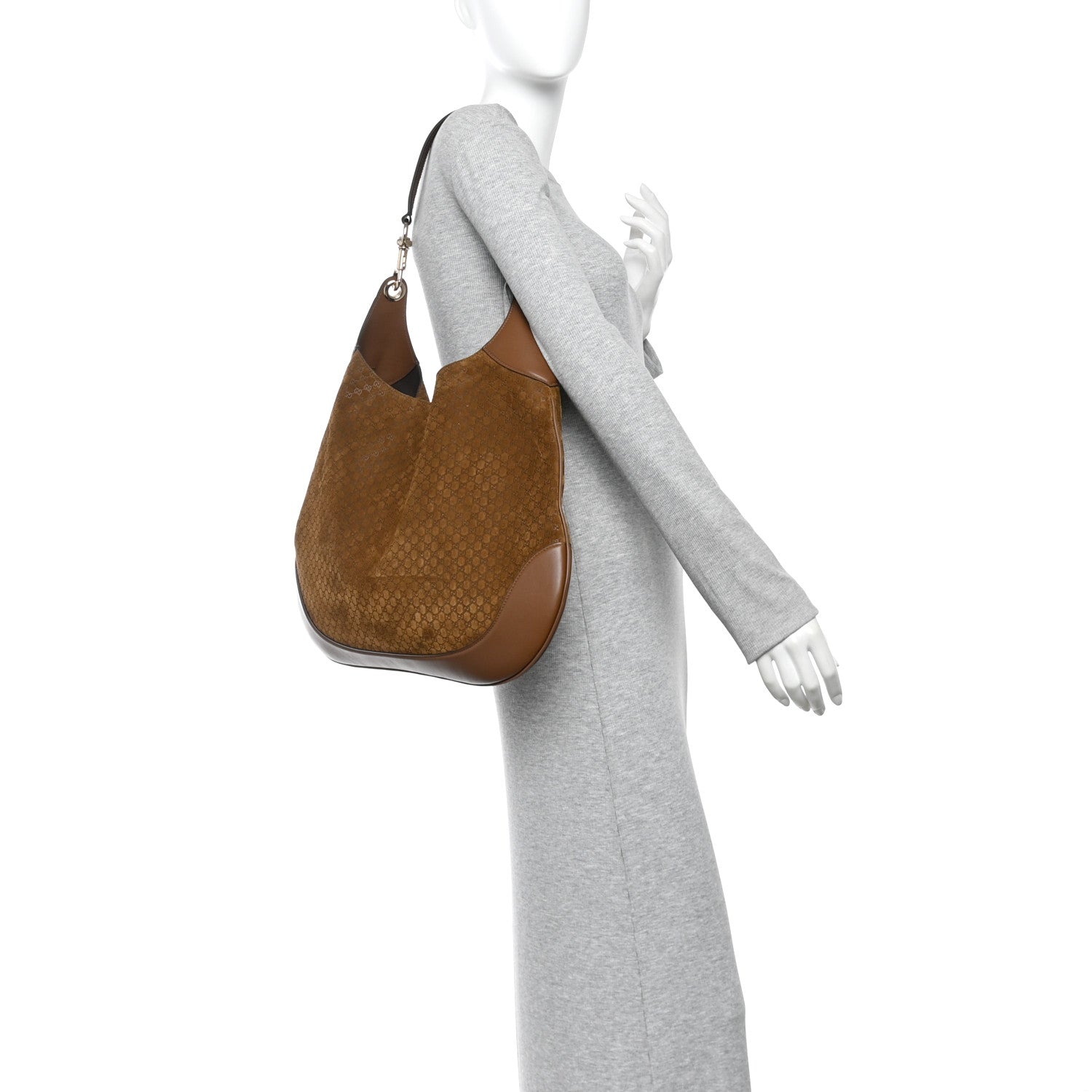 GG Suede B Large Shoulder Bag Brown