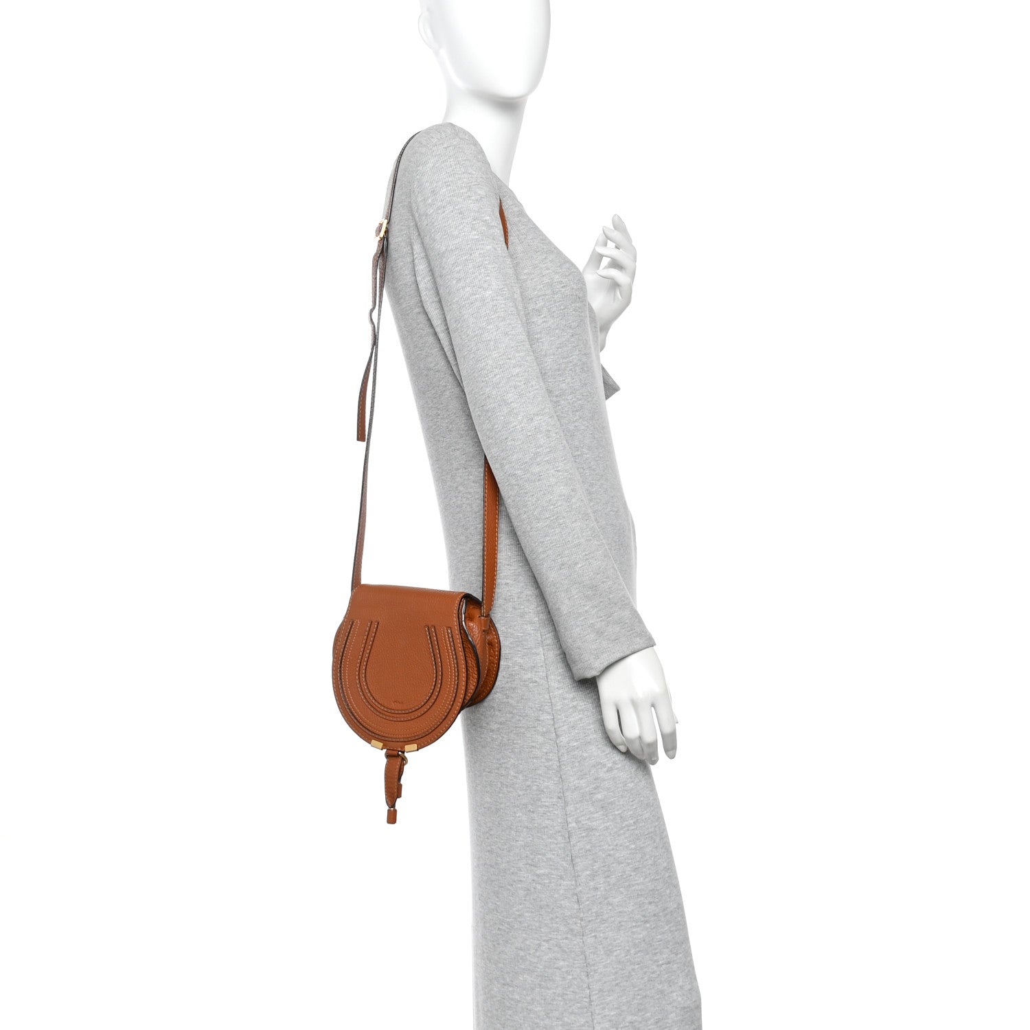 Calfskin Mini Marcie Round Crossbody Bag Tan
