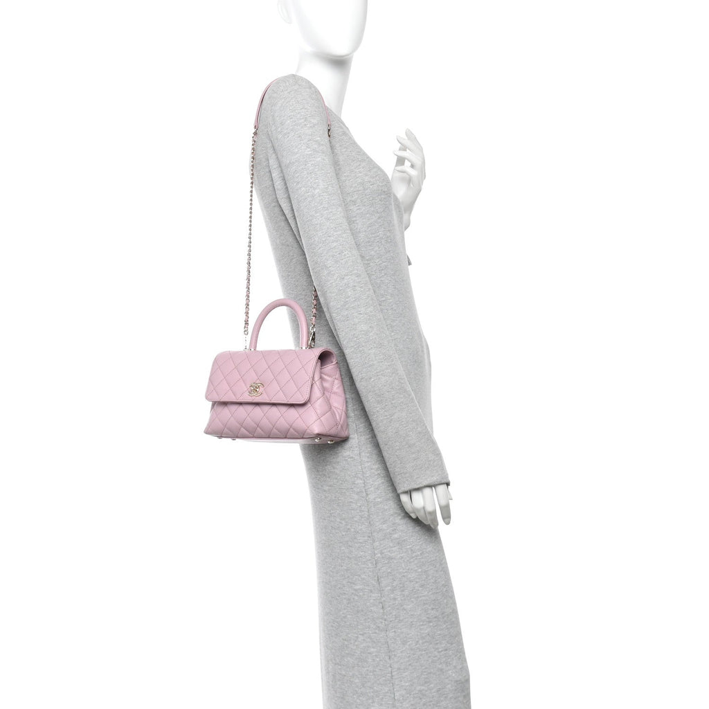 Caviar Quilted Mini Coco Handle Flap Light Pink