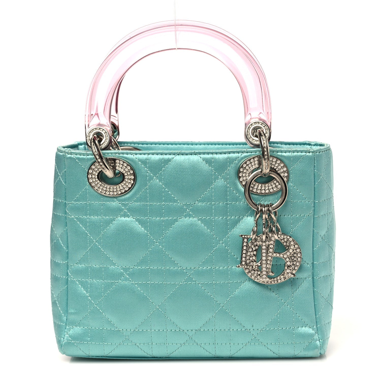 Satin Swarovski Crystal Acrylic PVC Cannage Mini Lady Dior Blue