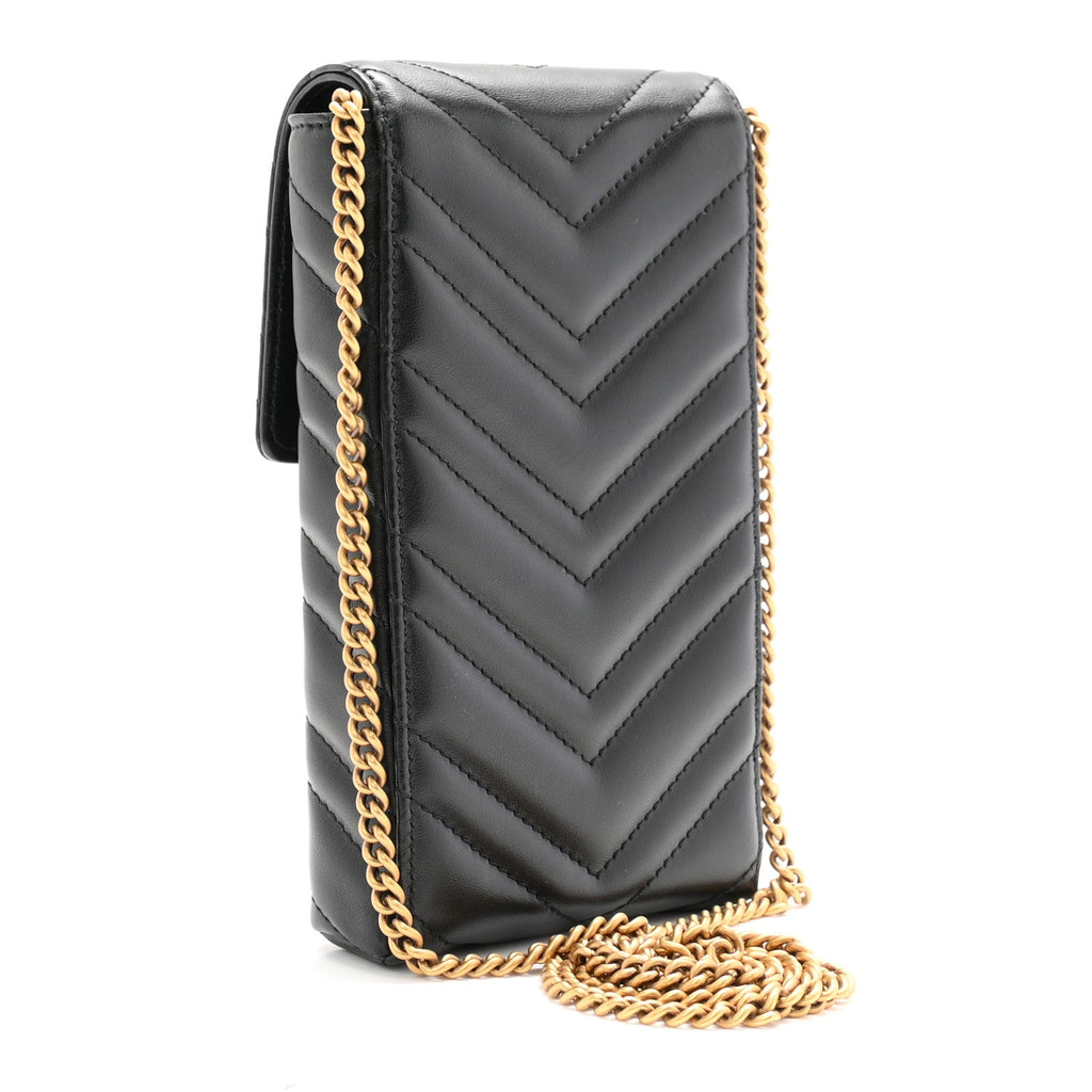 Calfskin Small GG Marmont Phone Crossbody Bag Black
