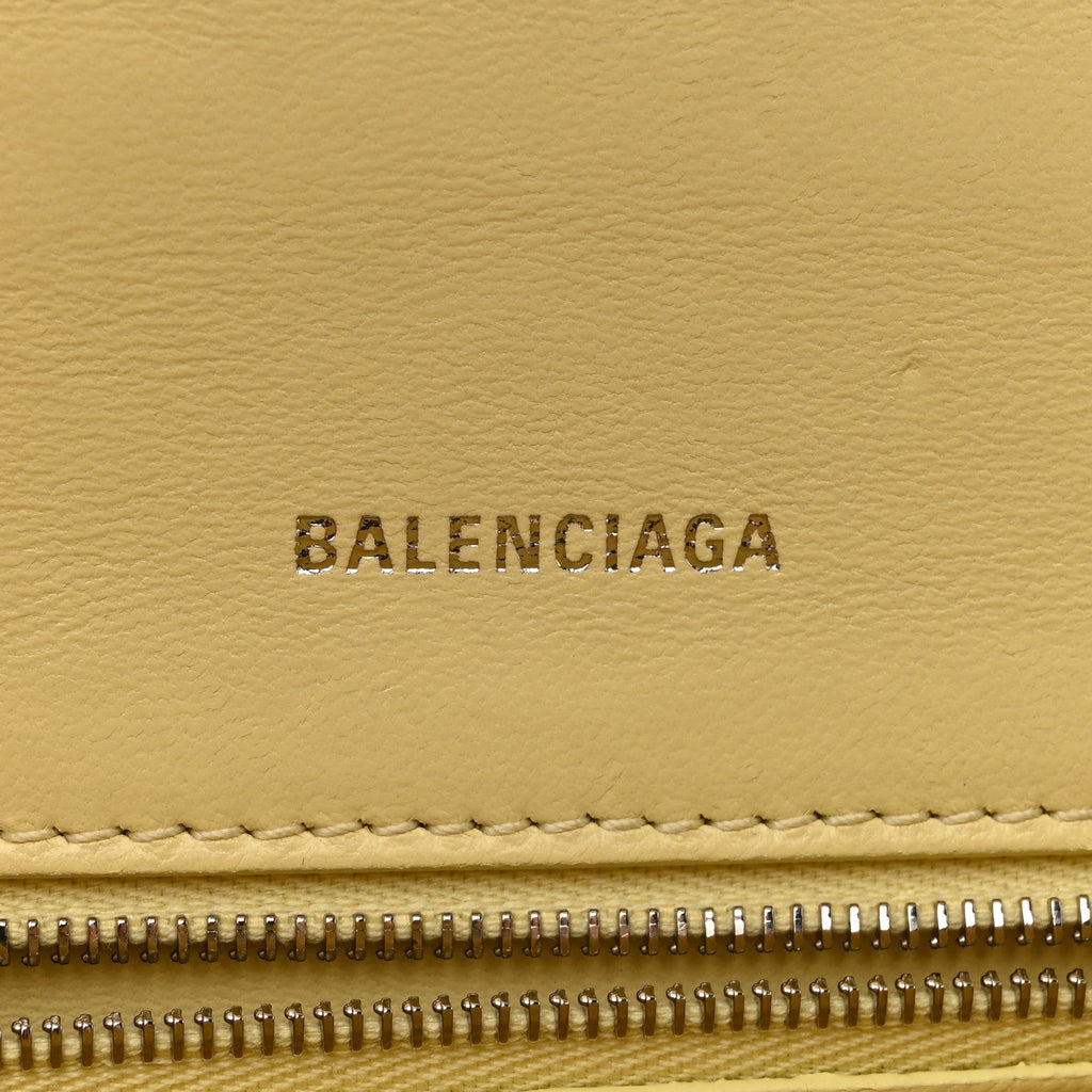 Calfskin Crocodile Embossed Small Hourglass Top Handle Bag Pale Yellow