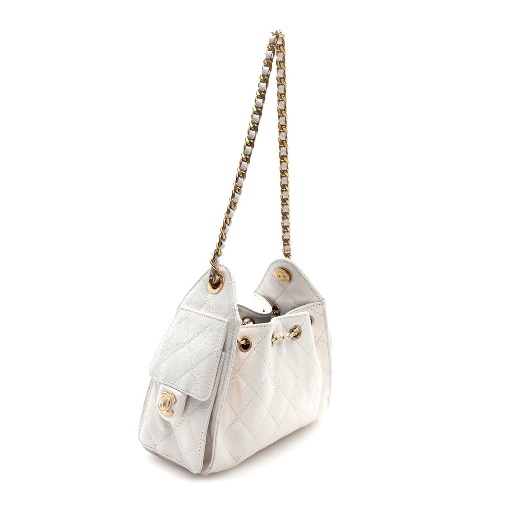 Caviar Quilted Mini Chanel 25 Handbag White