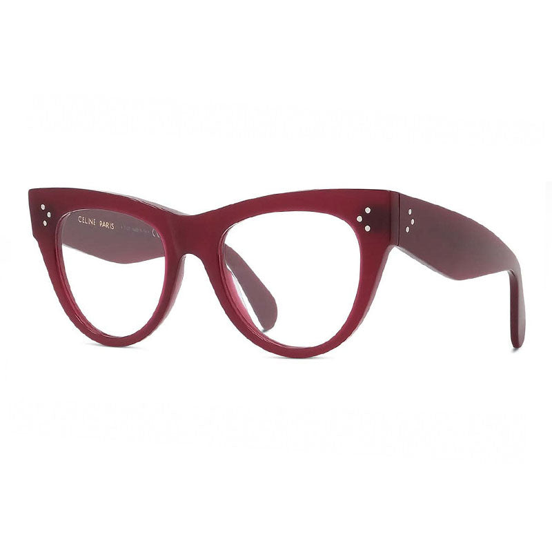 Celine Eyeglasses Cat Eye Full Rim, Burgundy Frame and Clear Demo Lenses Lens CL5003IN069