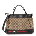 Monogram Web Mayfair Top Handle Satchel Dark Brown