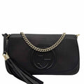 GUCCI Pebbled Calfskin Medium Soho Flap Crossbody Black