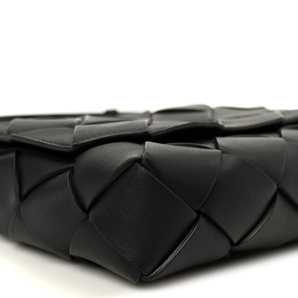 Grained Calfskin Intreccio Small Diago Crossbody Bag Black