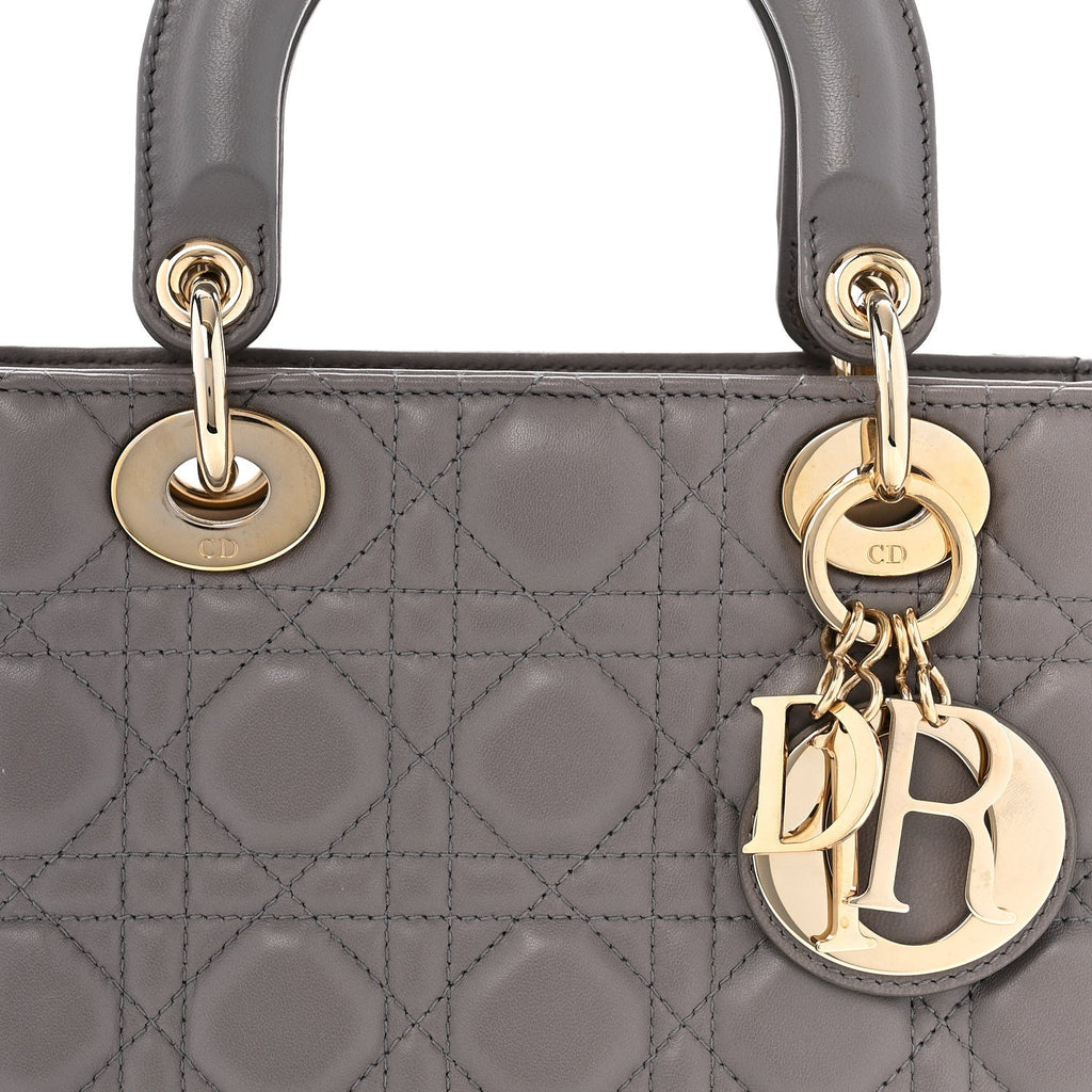 Lambskin Cannage Small Lady Dior Grey