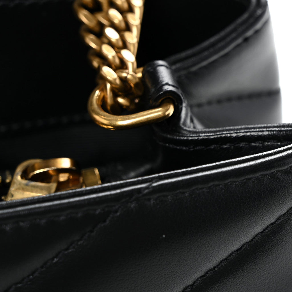 Calfskin Y Quilted Monogram Small Loulou Chain Satchel Black