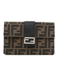 Recycled Fabric Jacquard Vitello Grace FF 1974 Baguette Belt Pouch Tobacco Moro Black