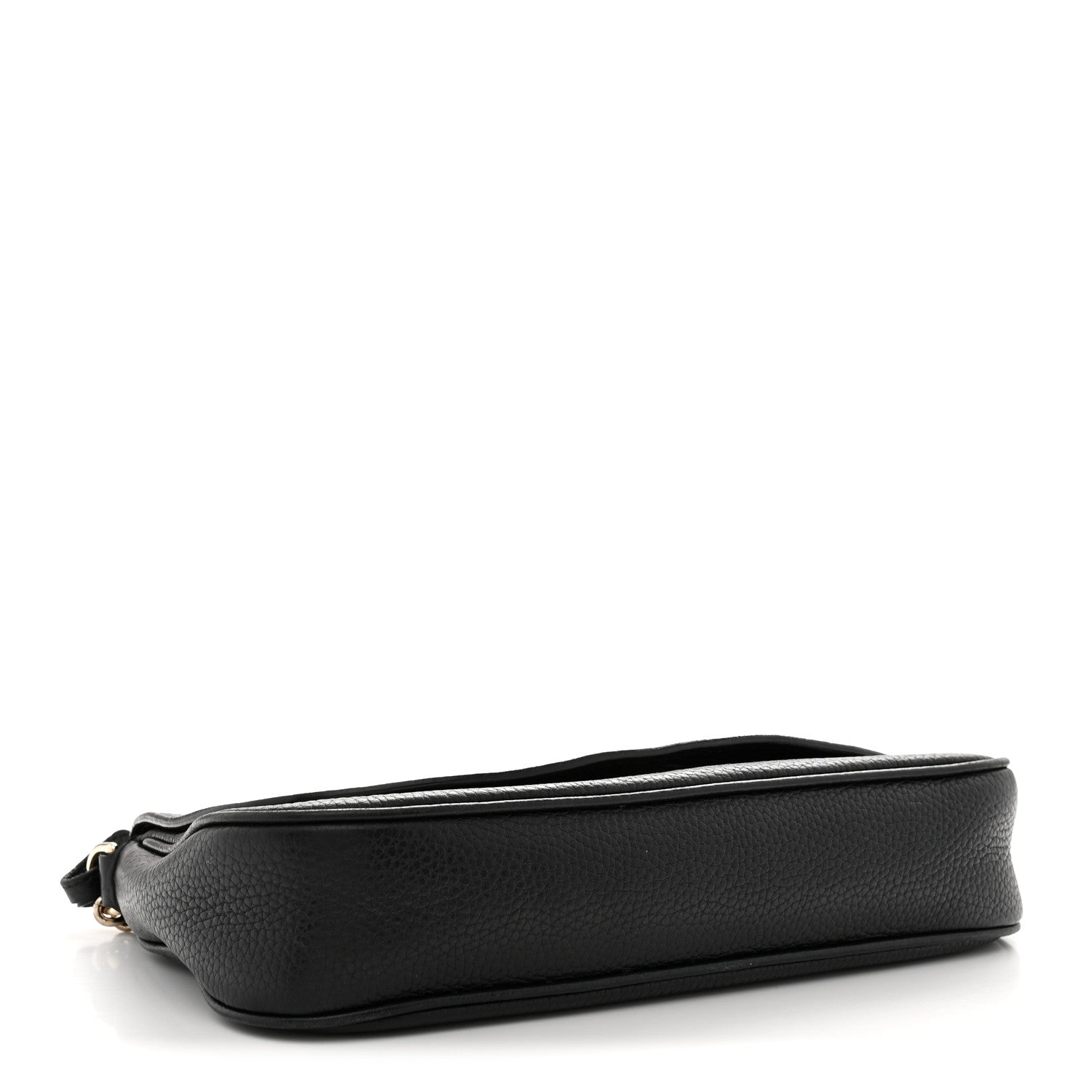 Pebbled Calfskin Medium Soho Flap Crossbody Black