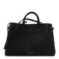 Grainy Calfskin House Check Large Banner Tote Black