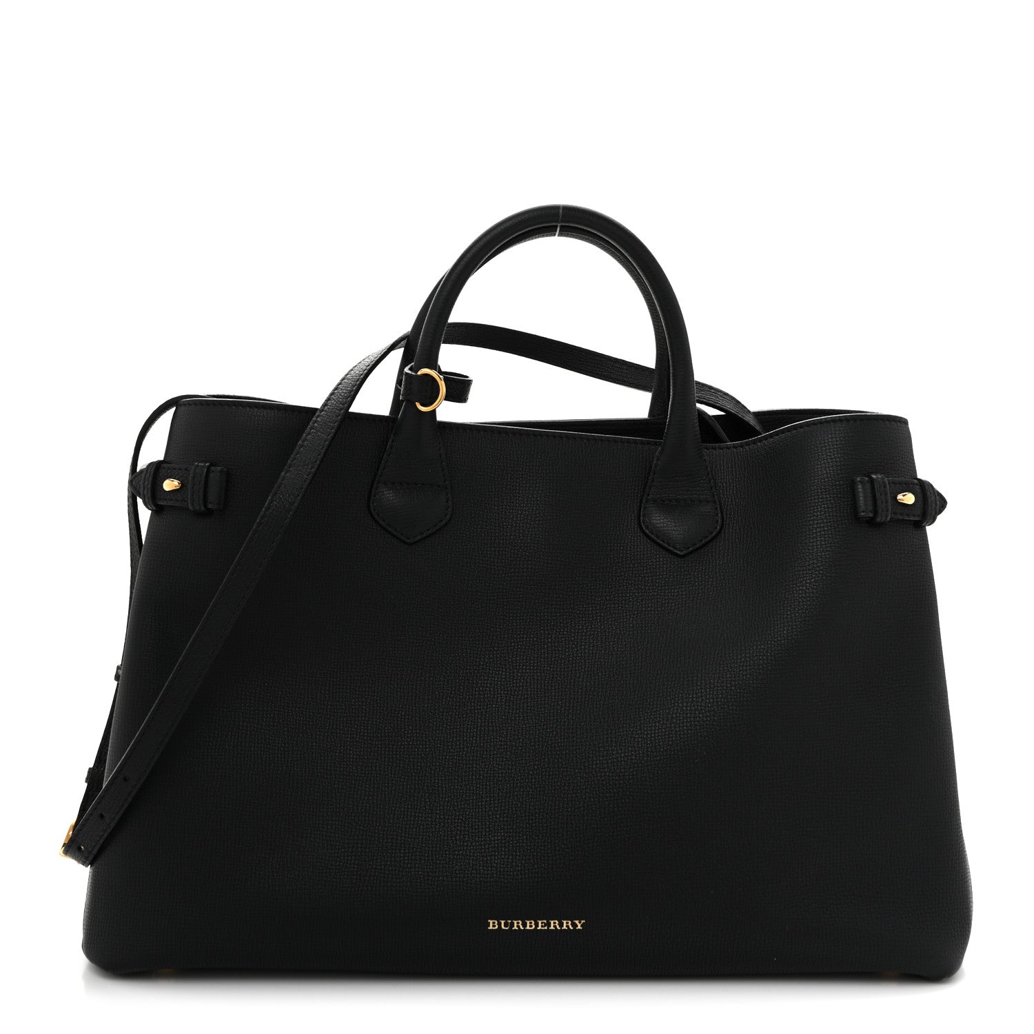Grainy Calfskin House Check Large Banner Tote Black