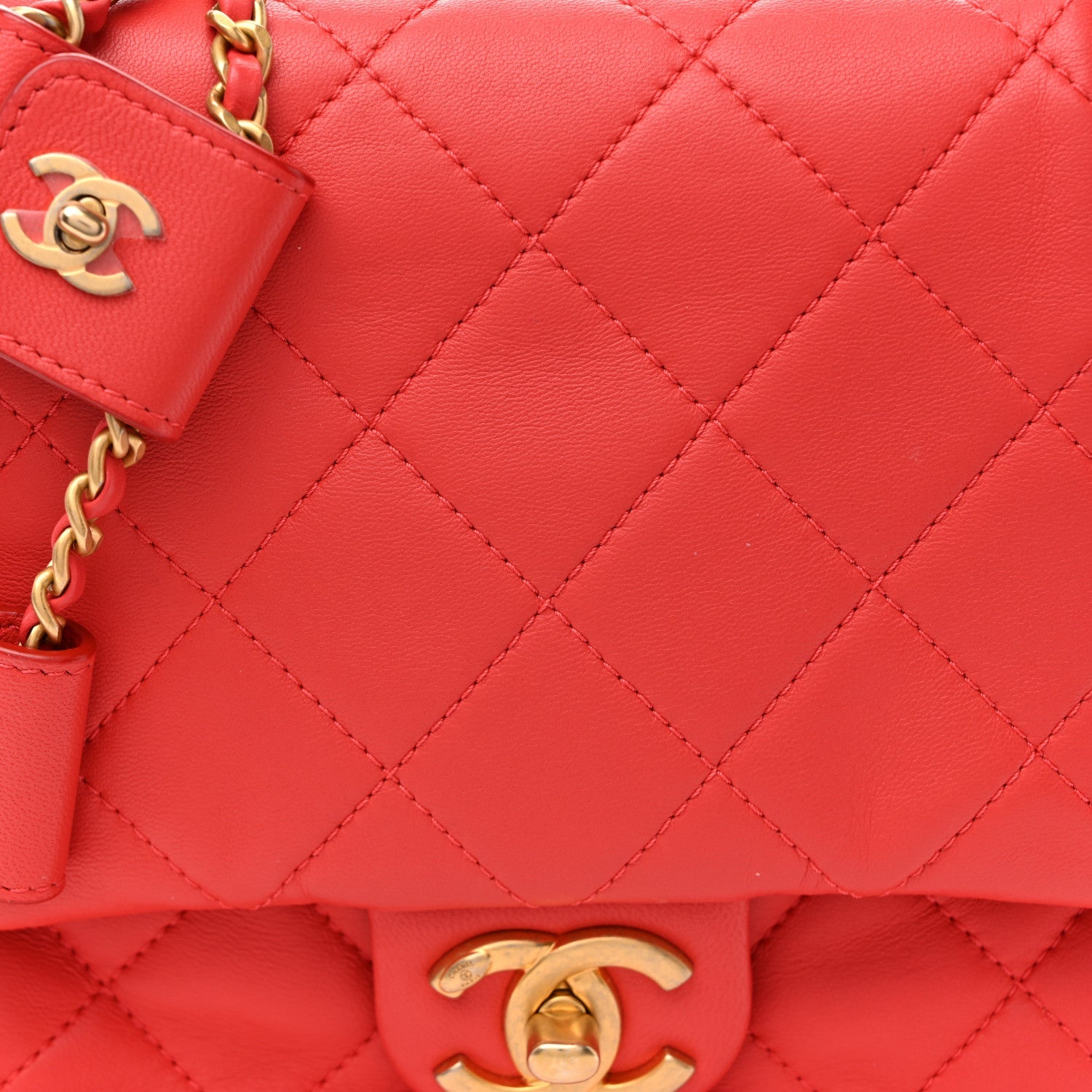 Lambskin Quilted Side-Packs Red