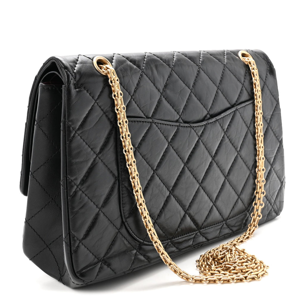 Aged Calfskin Quilted 2.55 Reissue 227 Flap Black