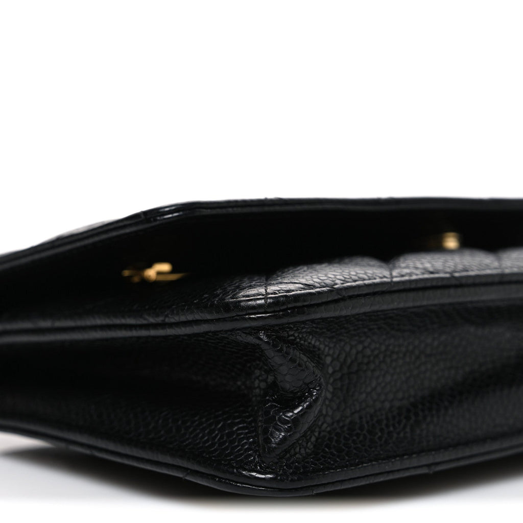 Caviar Quilted Wallet on Chain WOC Black