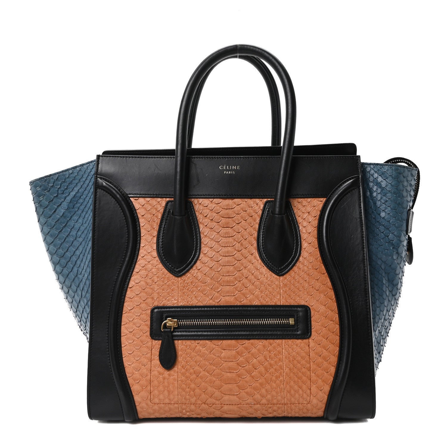 Snakeskin Mini Tri-Color Luggage Blue Brown Multicolor