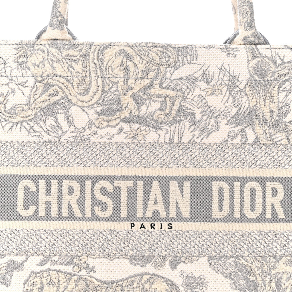 Canvas Embroidered Medium Dioriviera Toile De Jouy Book Tote Gray