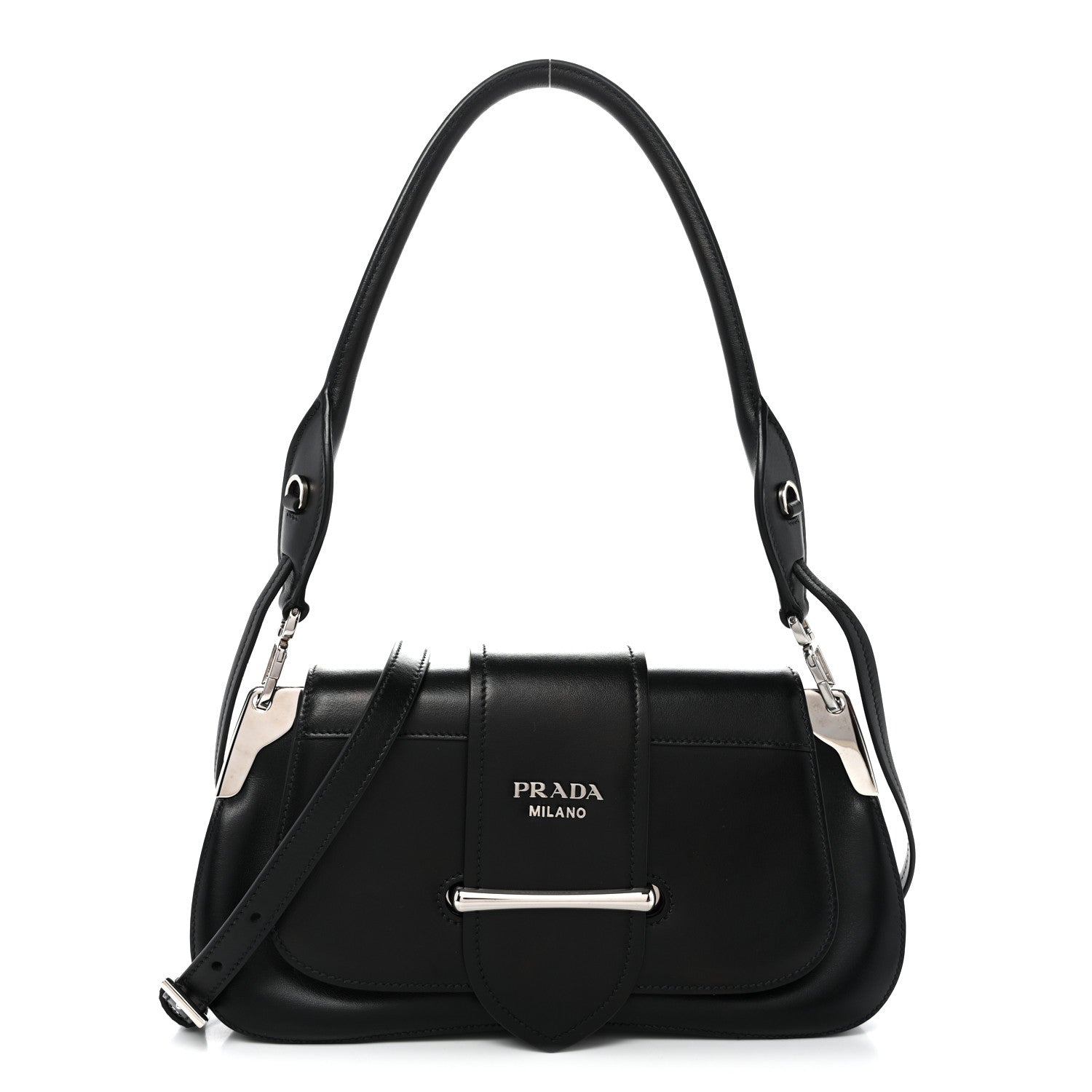 City Calfskin Saffiano Sidonie Shoulder Bag Black