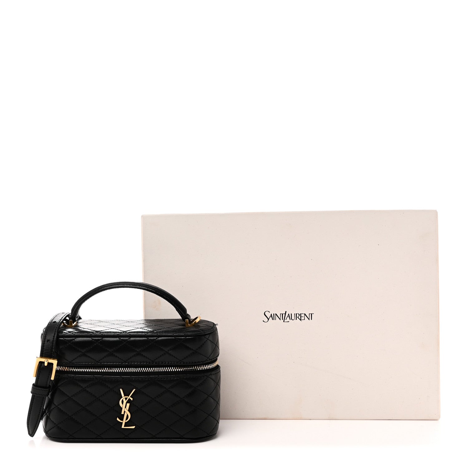 Lambskin Quilted Mini Gaby Vanity Case Black