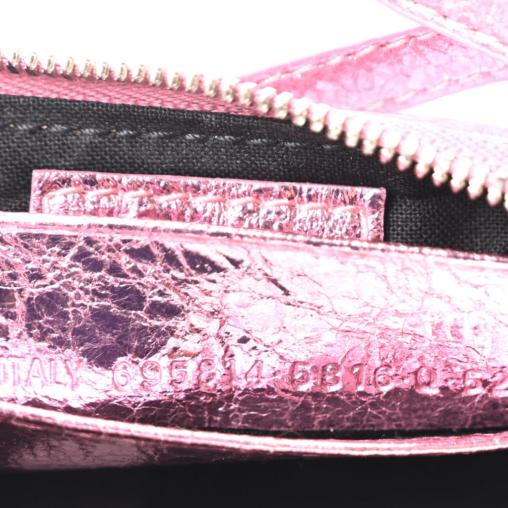 Metallic Agneau Arena Crystal Le Cagole Mini Purse With Chain Met Pink