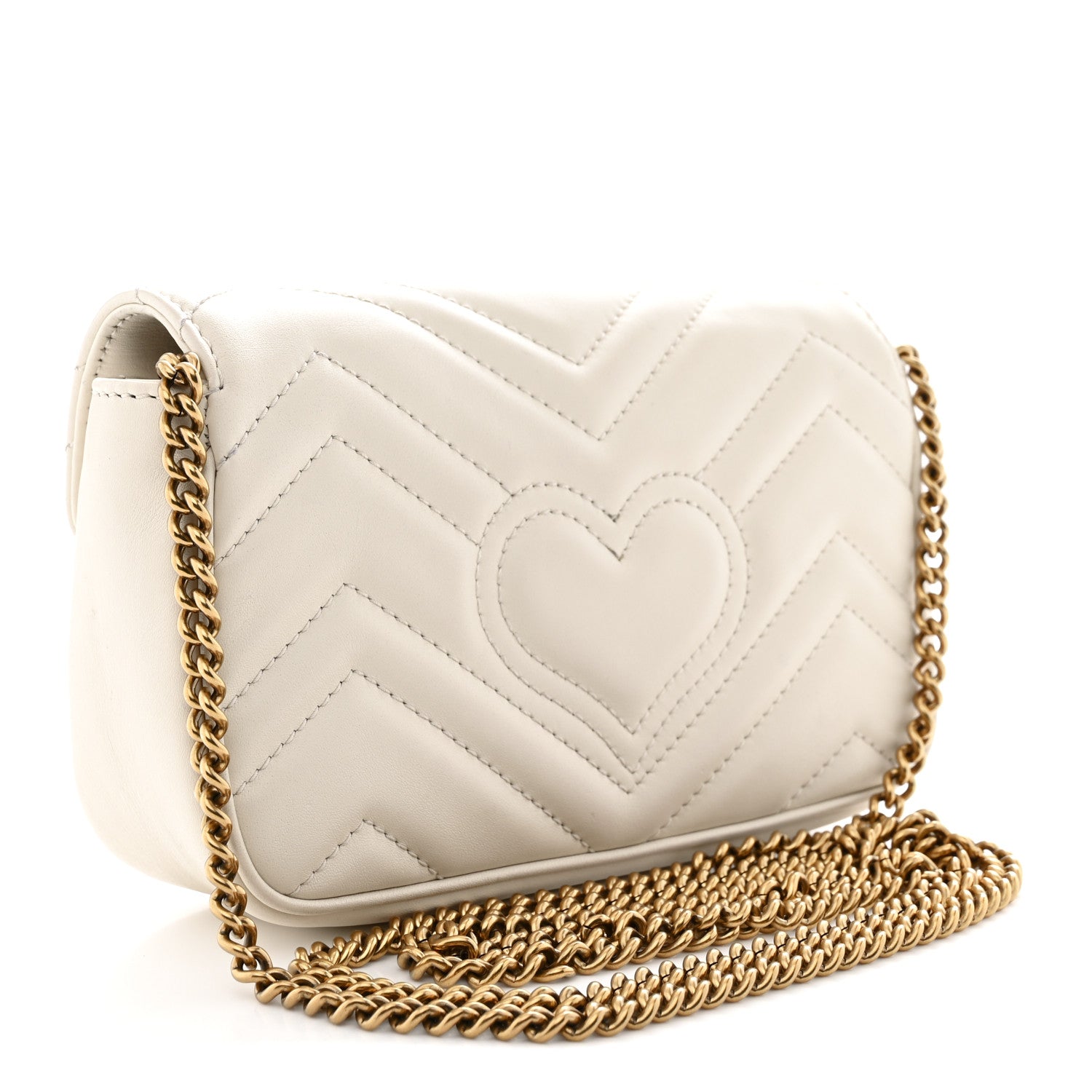 Calfskin Matelasse Super Mini GG Marmont Shoulder Bag White