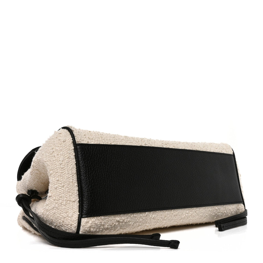 Grained Calfskin Boucle Urban Essentials Small Shopping Bag Ecru Black