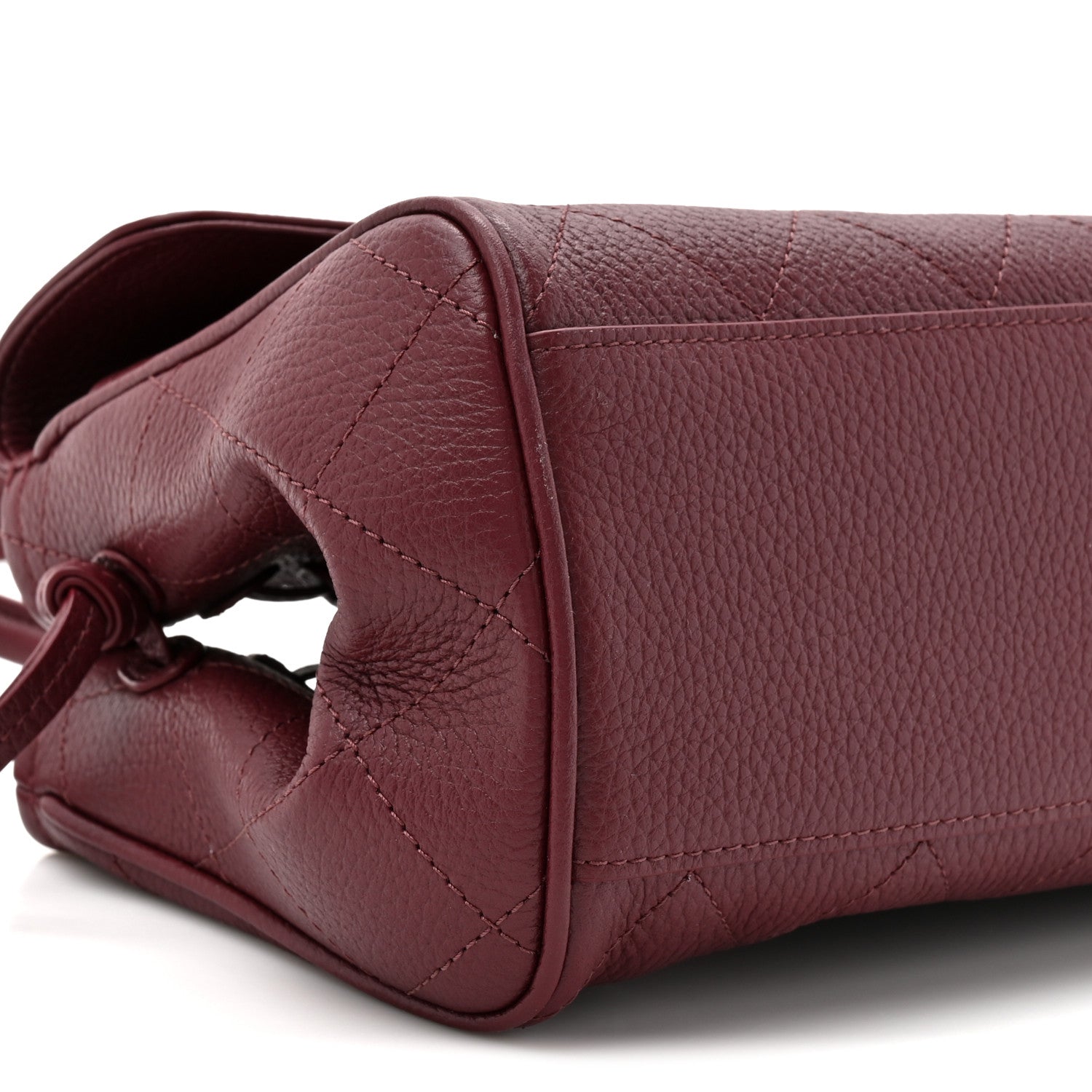 Grained Calfskin Stitched Urban Essentials Small Shopping Bag Burgundy