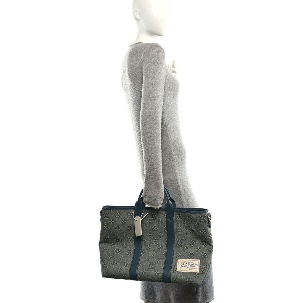 Monogram Washed Denim Weekend Tote NM Blue
