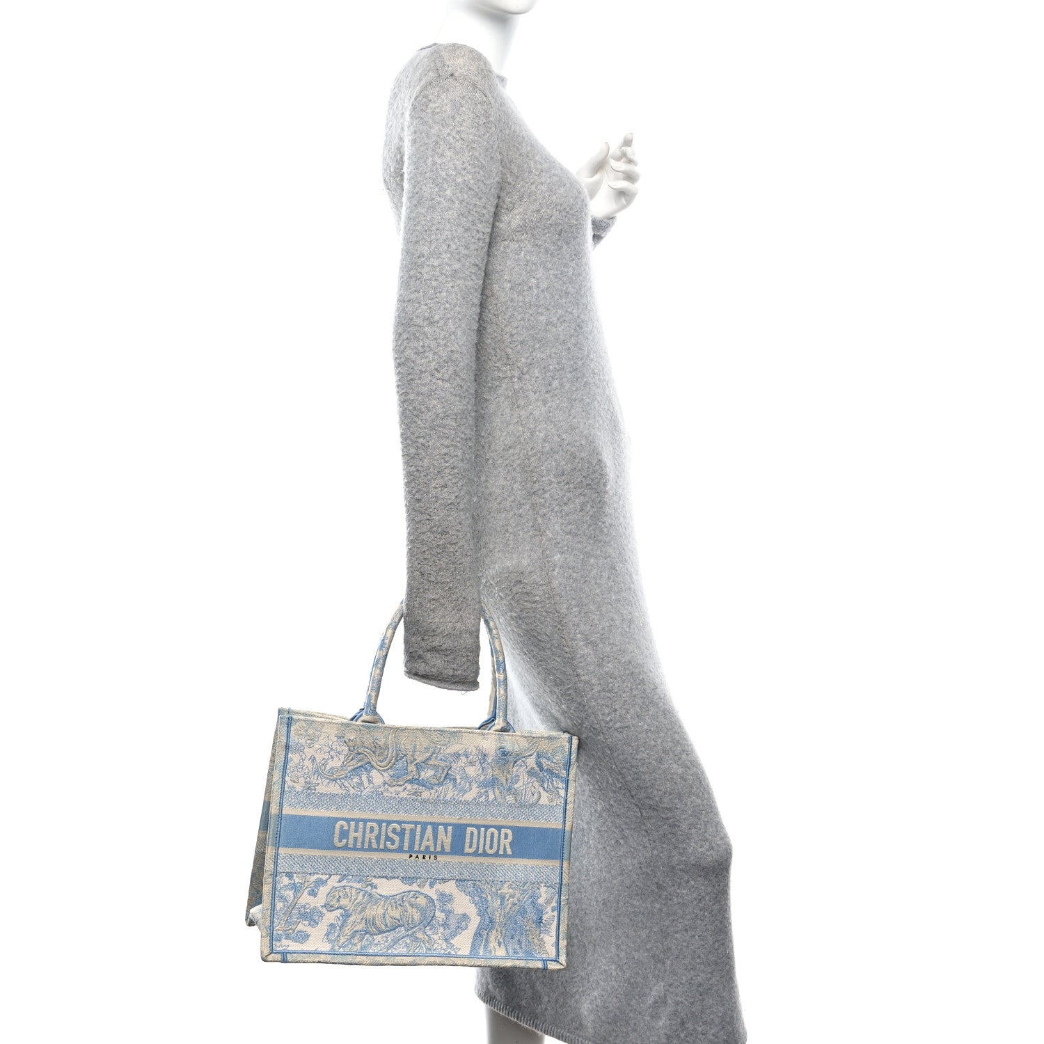 Canvas Embroidered Medium Dioriviera Toile De Jouy Book Tote Light Blue