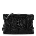 Lambskin Quilted Monogram Monochrome Small Loulou Puffer Chain Satchel Black