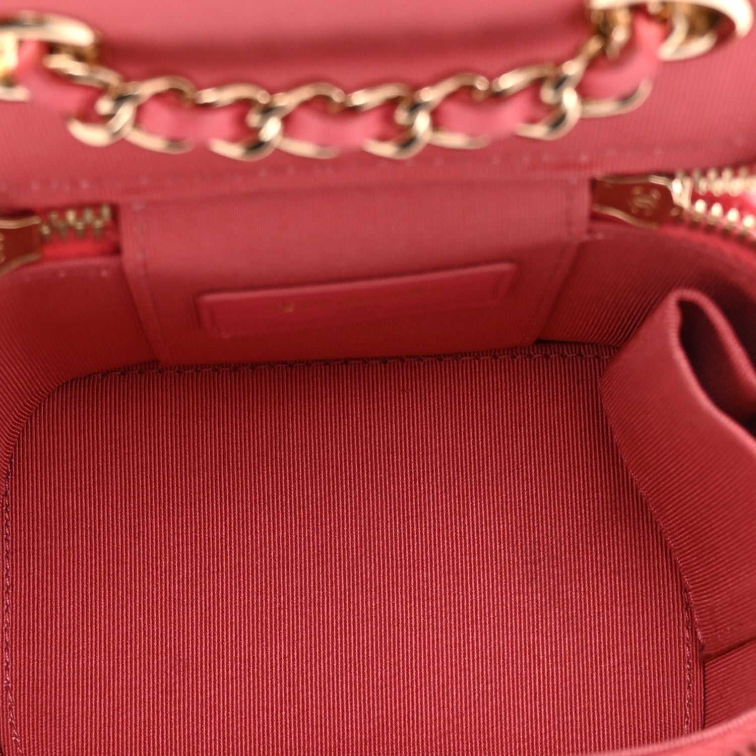 Lambskin Quilted Mini Vanity Case With Chain Pink