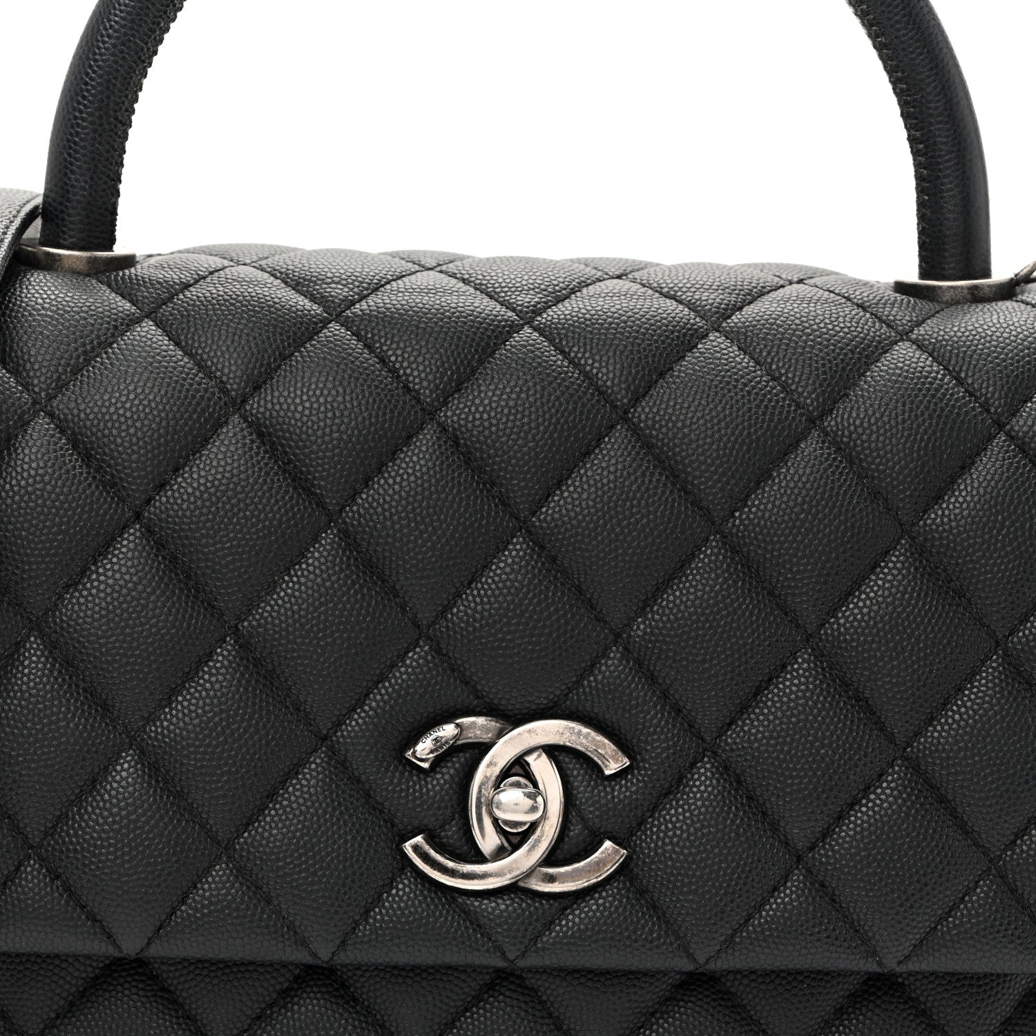 Caviar Quilted Small Coco Handle Flap Black