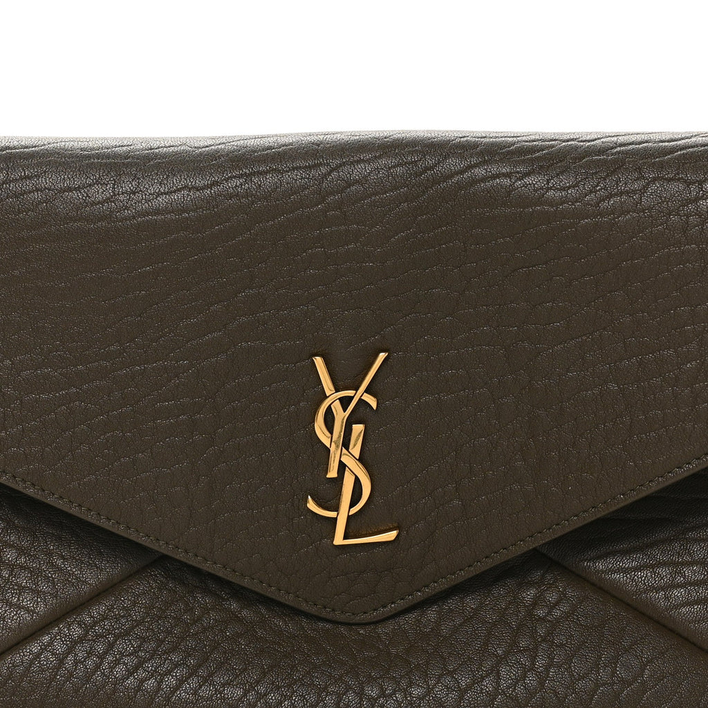Grained Lambskin Large Cassandre Envelope Pouch Light Musk