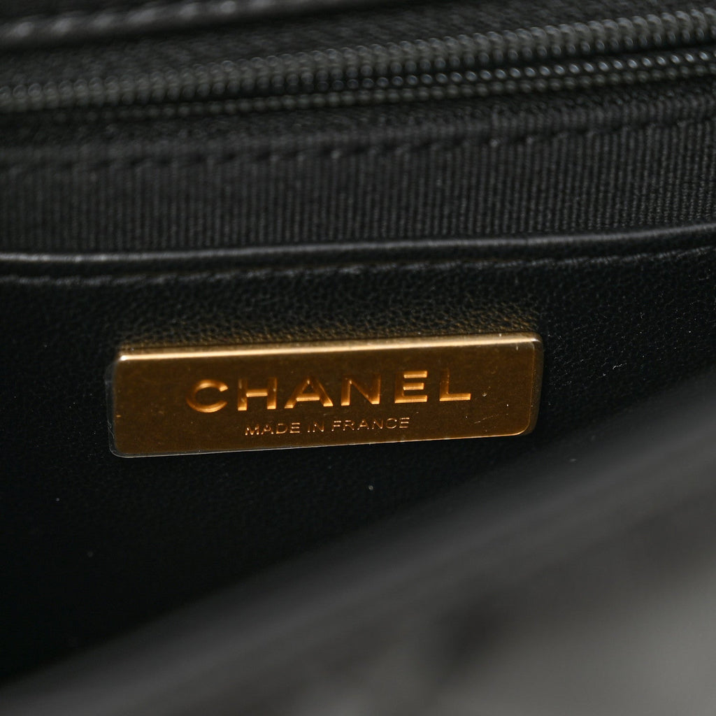 Shiny Lambskin Quilted Mini Flap Black