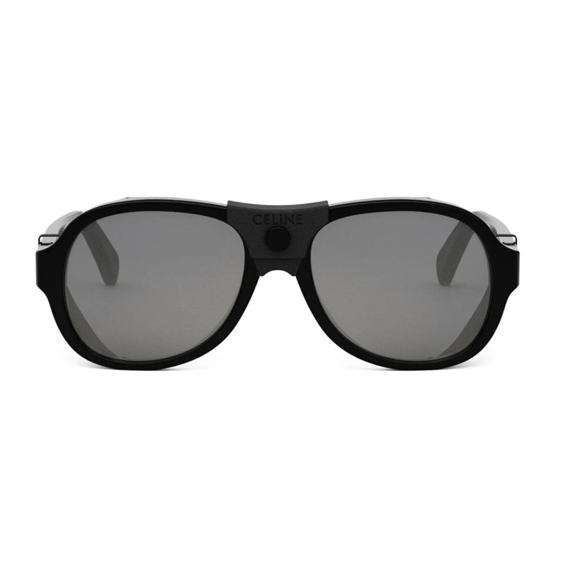 Celine Sunglasses Square Full Rim, Black Frame and Smoke Mirror Lens CL40301U01C