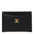 Caviar Quilted Card Holder Black