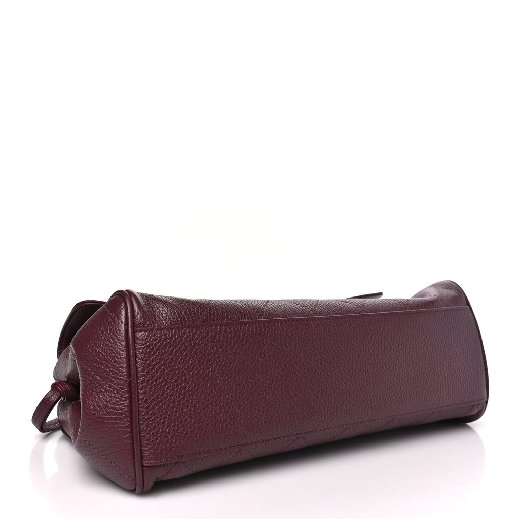 Grained Calfskin Stitched Urban Essentials Small Shopping Bag Burgundy