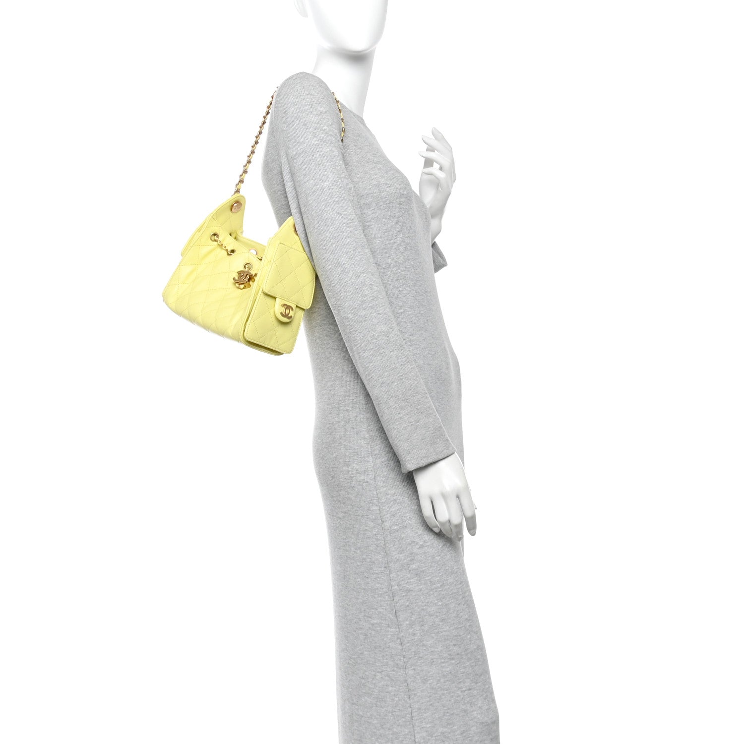 Caviar Quilted Mini Chanel 25 Handbag Yellow