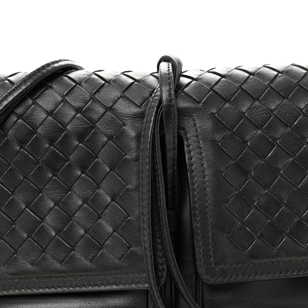Nappa Intrecciato Small Double Pocket Flap Black