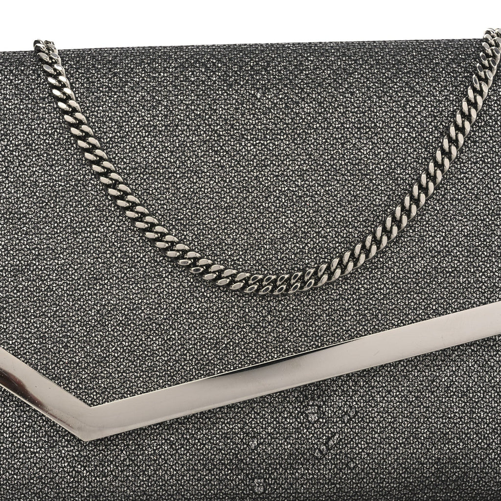 Glitter Fabric Erica Chain Clutch  Anthracite
