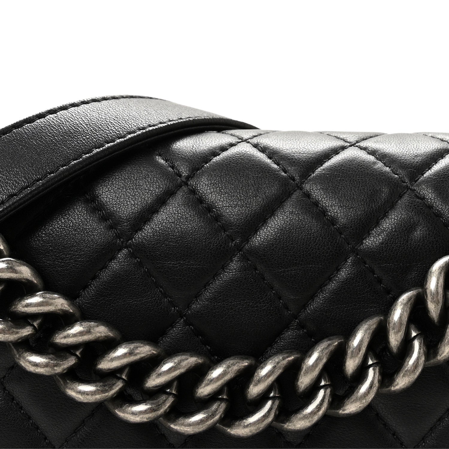 Lambskin Quilted Medium Boy Flap Black
