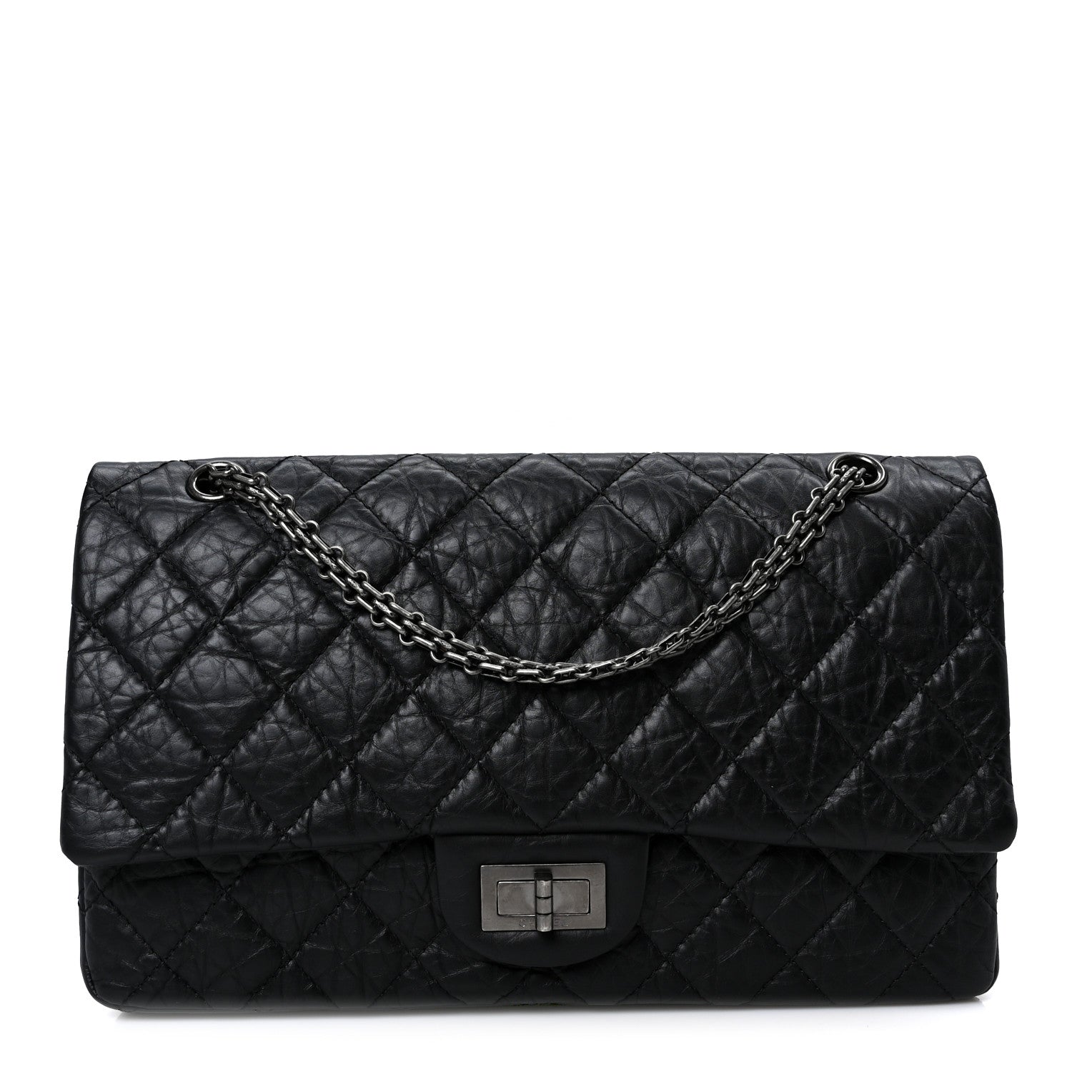Aged Calfskin Quilted 2.55 Reissue 227 Flap Black