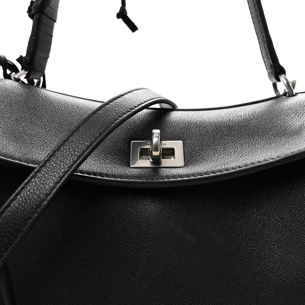 Natural Smooth Madeline Calfskin Fringes Small Rodeo Top Handle Handbag Black