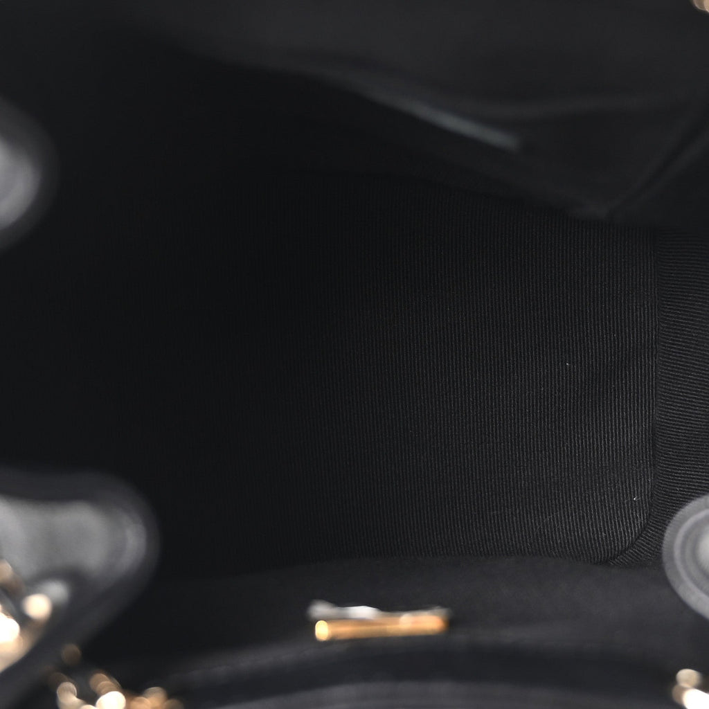 Lambskin Quilted Small Duma Drawstring Backpack Black