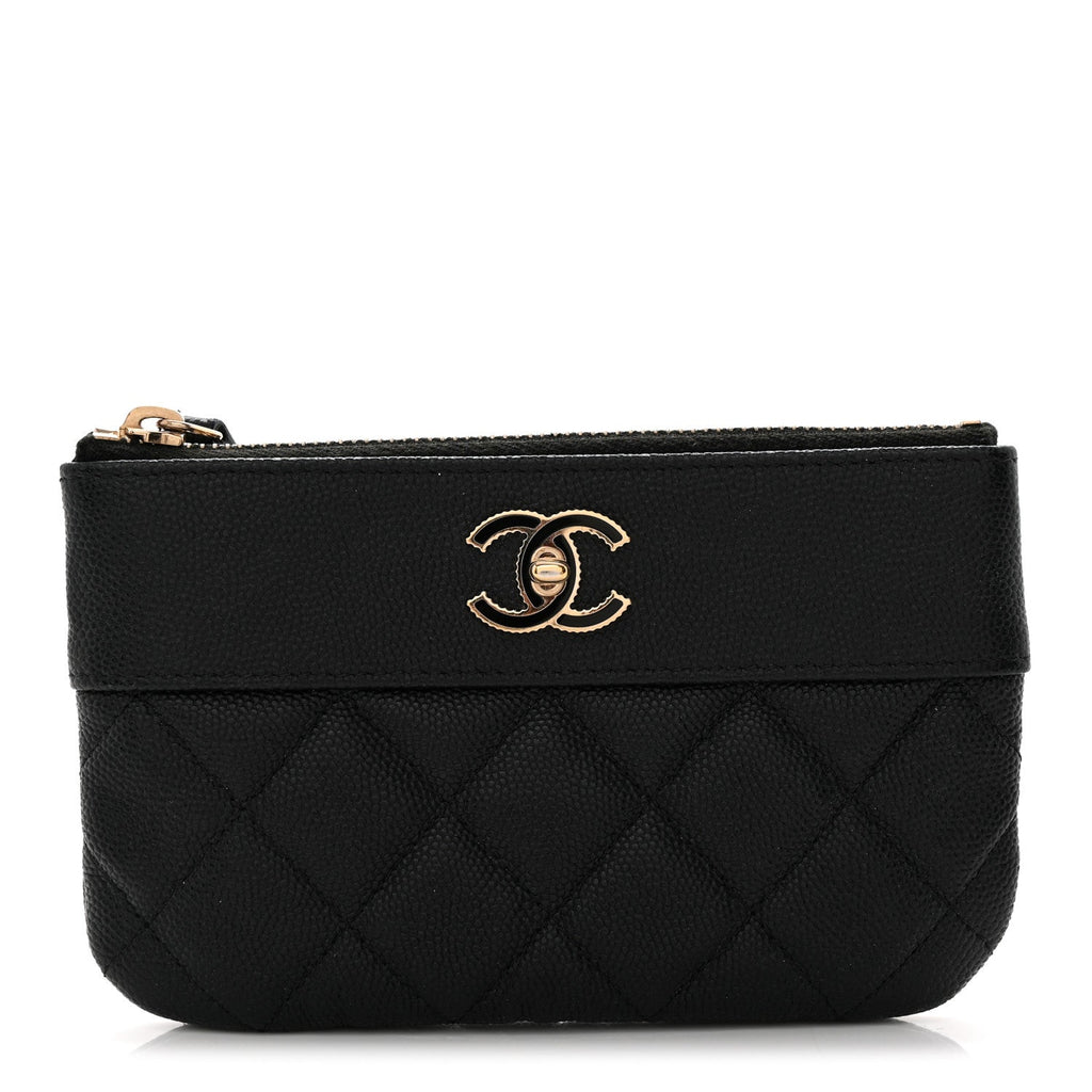 Caviar Quilted Small Vintage Mademoiselle Cosmetic Case Black