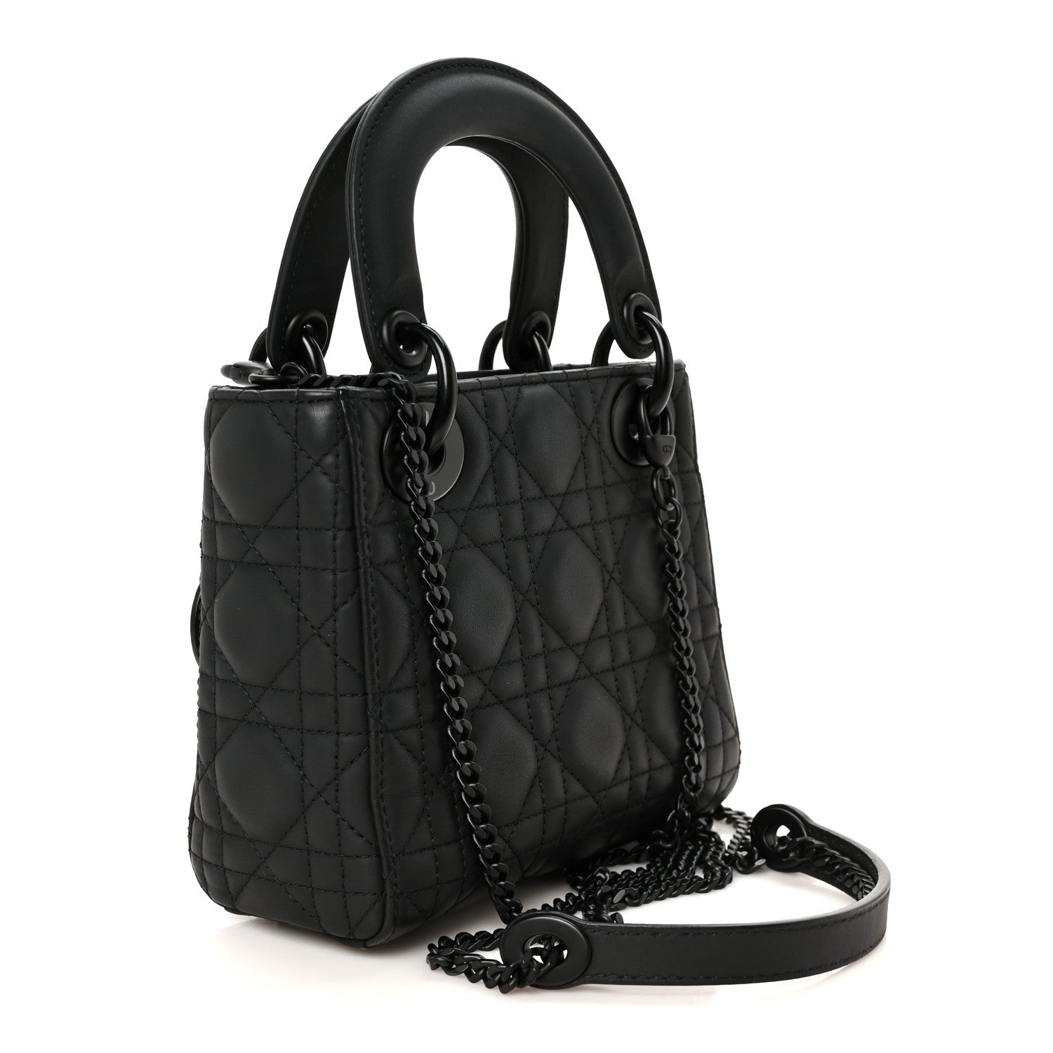 Ultra Matte Calfskin Cannage Mini Lady Dior Black