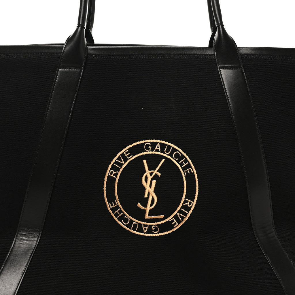 Linen Calfskin Rive Gauche Tote Black