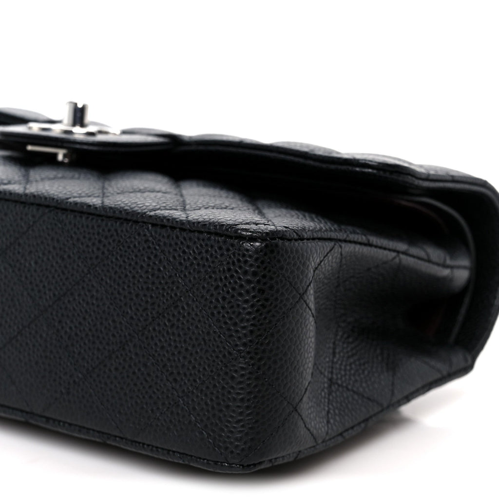 Caviar Quilted Small Double Flap Black Black