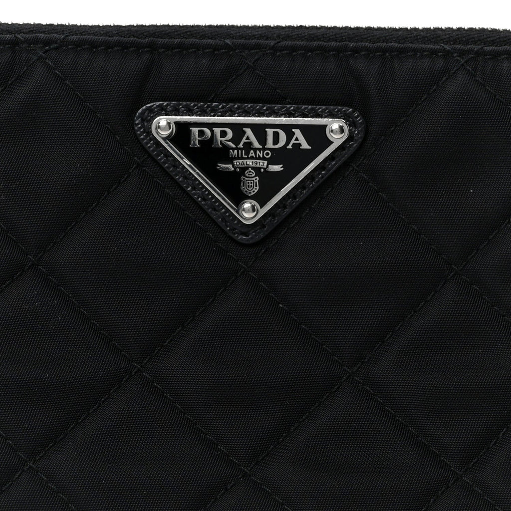 Nylon Tessuto Impuntu Quilted Crossbody Bag Black